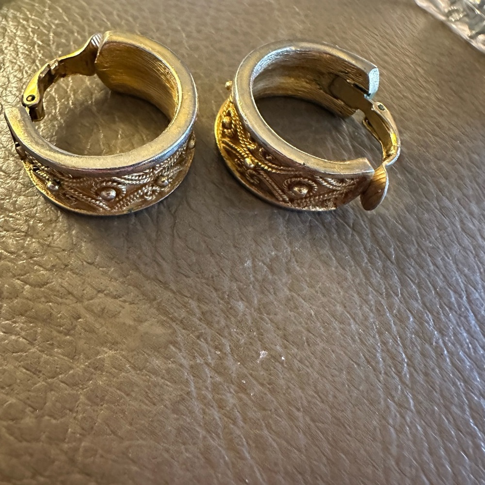 Elegant Gold-Tone Embellished Hoop Earrings